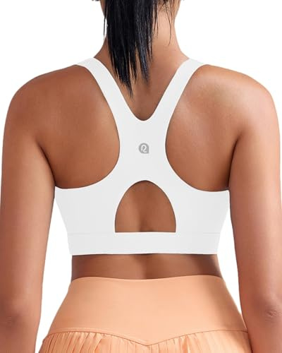 RUNNING GIRL High Impact Sports Bras for Women, High Support Strappy Sports Bra with Sewn in Pads