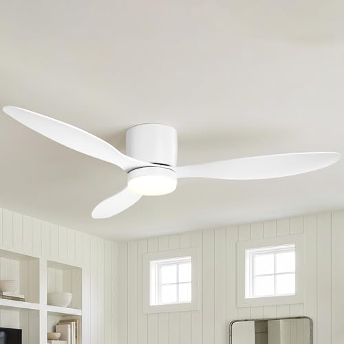 Parrot Uncle Ventilador de Techo ABS con Luz LED 24W, Mando a Distancia, 6 Velocidades, Ultra silencioso, 3 Aspas 132 cm de Diámetro, Función Verano-Invierno, Temporizador, Blanco