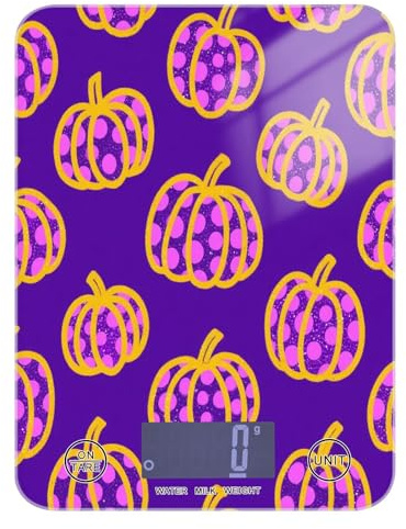 Piccola bilancia da cucina portatile per alimenti, 5 kg/5 g, viola leopardata zucca piccola bilancia da cucina con 4 unità per cuocere spezie (batterie non incluse) pesa para comida