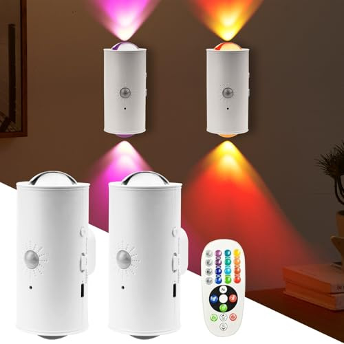 2Pcs Intelligente LED Nachtlicht mit Bewegungssensor, Lampe mit Bewegungsmeld Innen, Nachtlicht mit Bewegungsmelder, RGB Night Light Dimmbar Home Decor für Flur, Treppe, Schlafzimmer, Gang, Küche