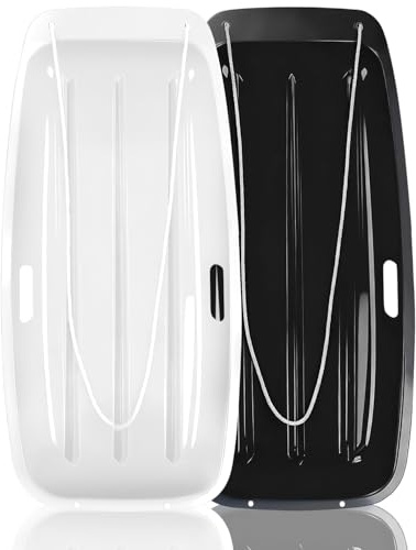 Sled, Snow Sled for Kids and Adults, Racer Downhill Sprinter Snow Sled for 1-2 Riders with 2 Handles and Pull Rope, Utility Pull Sled 35 Skiing, Ice Fishing, Deer Hunting, Work Cargo, Firewood, Gift