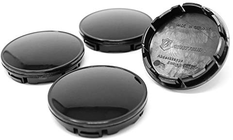 4X Nabendeckel Set ABS Kunststoff Aluminium Nabenkappen für Felgen Radnaben Felgendeckel Felgenkappen Universal Auto Zubehör (Schwarz, 56mm Ø)