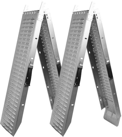 Folding Ramps Car Steel Pair 1.8 Metre 400KG Trailer Motorbike Ride On Mower Motorbike Motorcycle 1800mm x 225mm x 45mm NOT SUITABLE FOR TRACK MACHINES Handle loads of up to 200kg each