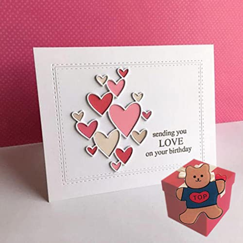 Hollow Heart Cutting Dies for Card Making，Hollow Heart Cutting Dies Cut Stencils for DIY Scrapbooking Photo Album Decorative Embossing Paper Dies for Card Making Templated+Cute Brooch Pin