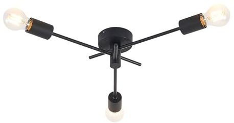 Ceiling Light 'Cerros' dimmable (Modern) in Black Made of Metal for e.g. Living Room & Dining Room (3 Light Sources, E27) from Lindby | Ceiling lamp, lamp