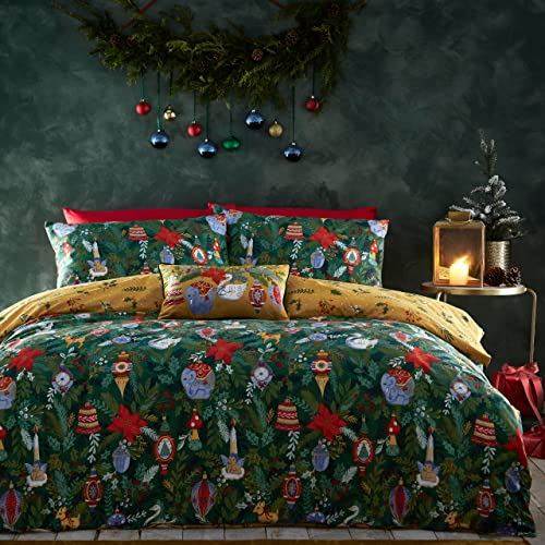 furn. Deck The Halls King Bettbezug-Set, Baumwolle, Polyester, Kieferngrün, Deckhal/D03/PGR