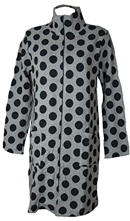 CRAZY FARM Vestaglia da camera donna invernale calda e morbida aperta davanti con zip e colletto articolo 15783, 2510 Jeans, L