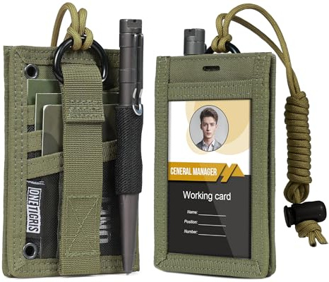 OneTigris 2-in-1 Taktischer Ausweishalter , 500D Cordura Nylon, MOLLE-kompatibel, Ausweistasche mit Sichtfenster, 3 Kartenfächern & Stifthalter, Ideal für EDC, Outdoor, Sicherheitskräfte