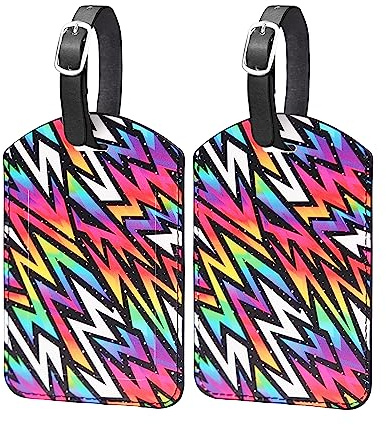 Luggage Tags,2 Pcs Leather Baggage Labels,Luggage Tags for Suitcases,Travel Luggage Tag with Name ID Card for Luggage Cruise Waterproof Travel Accessories (Lightning)