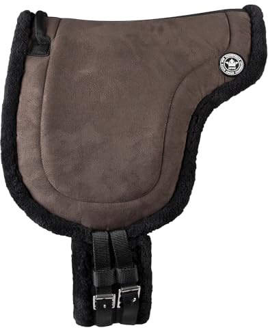 PFIFF 103004 Tapis d'équitation Bareback sans Arceau en Cuir Velours et Fourrure synthétique avec Sangle de Selle Marron