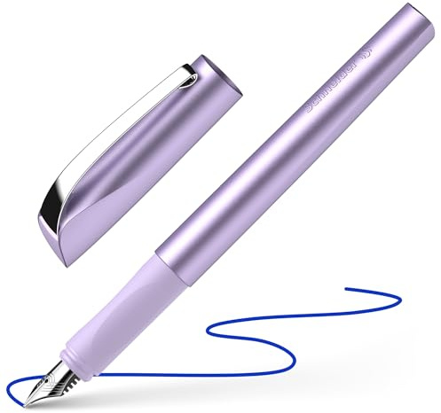 Schneider Ceod Shiny 168656 - Penna stilografica per mancini e destrimani, pennino M, con cartuccia d'inchiostro blu reale, colore: Lilla