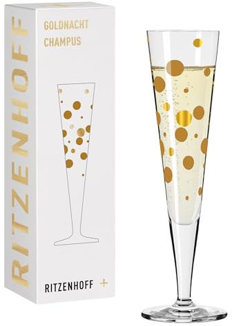 RITZENHOFF 1071041 Champagnerglas 200 ml - Serie Goldnacht Nr. 41 - Designerstück mit Echt-Gold - Made in Germany