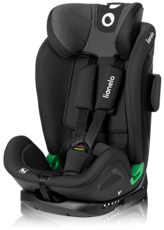 LIONELO HARPER I-SIZE Kinderautositz von 76 bis 150 cm, 1,2,3-Gruppe, konform mit R129 i-Size Standard, Montage in Fahrtrichtung ISOFIX und TT-Gurt, Kopfstützen- und Rückenlehnenverstellung