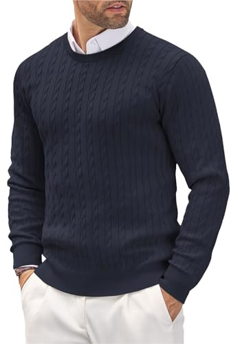 Pull pour hommes UK col rond tricot pullover tricot à torsades pull manches longues bureau professionnel pull chaud sous-vêtement doux confortable tricot pull de travail décontracté couleur unie pull