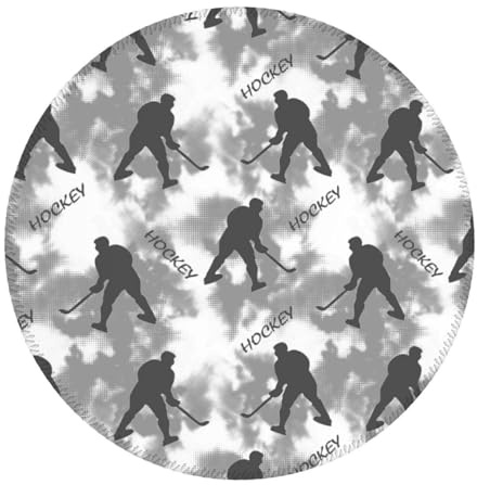 Lot de 4 petits tapis de souris de jeu – Tapis de souris de jeu cool pour joueurs de hockey – Base ronde en caoutchouc gris avec bords cousus, tapis de souris pour ordinateur portable, clavier de PC