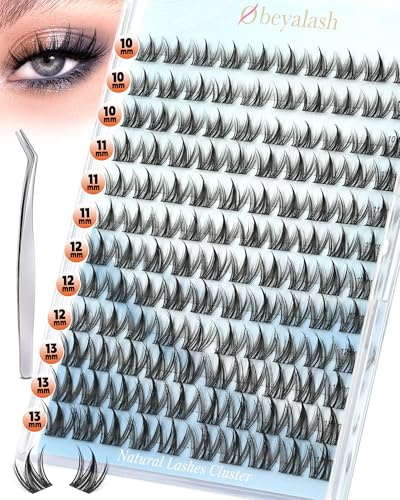 Obeyalash Faux Cils Cluster Manga Cils Extension C Curl Wispy Individuels Anime Eye Style Lashes Cluster Mixte 10mm 11mm 12mm 13mm Kit DIY à la Maison avec Pincettes (K004)