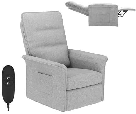 FLEXISPOT Sillón Relax Eléctrico Reclinable con Soporte para Móvil, Sillón Reclinable, Sofá Relax Ergonómico para Salón, Dormitorio y Cine en Casa, Ahorro de Espacio, Gris