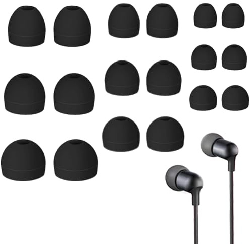 HEIZHU 9 Pairs Silicone Earbud Tips, Replacement Earbuds for Earphones (Small, Medium, Large), Compatible with Earbuds Replacement Tips In-Ear Headphones(Black)