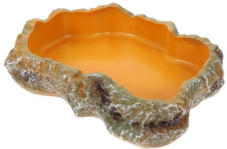 YARNOW Ciotola per Acqua e Cibo Rettili in Resina Antiribaltamento, Vasca Alimentazione Terrario M per Tartarughe, Lucertole e Rane Cornute