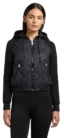 khujo Lätt övergångsjacka för kvinnor, kort quiltad bomberjacka med avtagbar huva, Malaya XS-XXL, svart, L