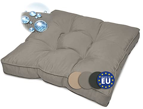 Beautissu Lounge Kissen Outdoor Sitzkissen 50x50x10 cm – Wetterfest Schmutzabweisend Polster für Gartenmöbel Loungemöbel Rattan Möbel Sitzkissen Gartenstuhl Sitzpolster Grau