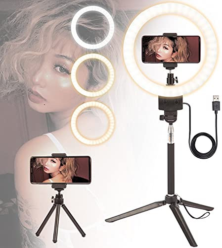 nillo de luz LED de 18 pulgadas, kit de luz de anillo para selfie, 100 W, luz de fotografía ultra brillante con soporte de teléfono espejo inalámbrico