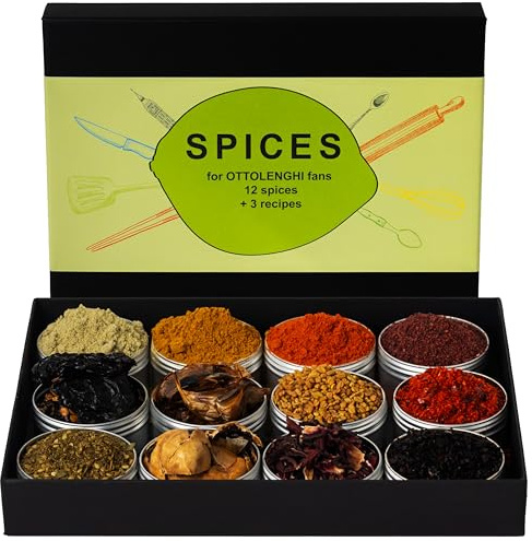Ottolenghi Coffret d’Épices: 12 épices premium utilisées dans ses livres Simple et Flavour avec 3 recettes véganes incluses, authentique kit d’épices du Moyen-Orient
