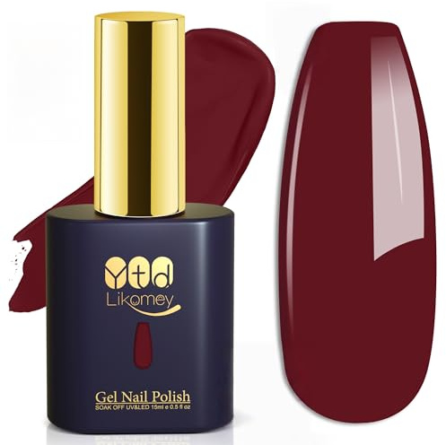 YTD Likomey Smalto Semipermanente per Unghie in gel,15ml Borgogna Chiaro UV LED Smalti Semipermanenti Professionale Manicure Gel Nail Polish