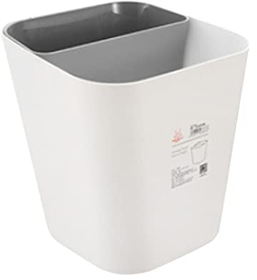 Cabilock Panier En Plastique Double Conteneur Sec Maison Et Classification Chambre À Coucher Séparée Stockage À Double Usage Dortoir Bureau Salle De Bain Poubelle Poubelle Grise