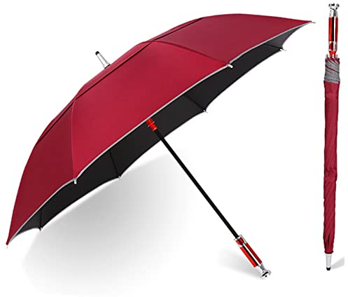122cm Automatik-Golfschirm, Stockschirm, EIN-Knopf-Start, 8 Glasfaser-Skelett, für Reisen, Business, Camping, Angeln,Rot