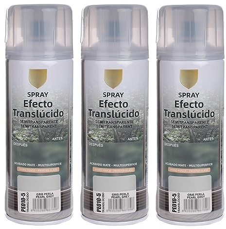 H HANSEL HOME Pintura Spray Vidrio y Cristal, Spray Esmerilado Cristal, Pintura para Pintar Vidrio, Efecto Translúcido Semitransparente - Gris Perla 400ml, Pack de 3