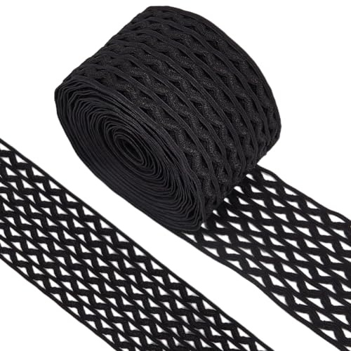 GORGECRAFT 5m 6cm de Ancho Cordón Elástico Ondulado Negro Banda Elástica A Rayas Rick Rack Pretina Cintas Elásticas Planas Costura Tejer Correa Cinta Decorativa para Manualidades DIY Bolsas