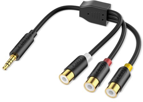 J&D Adattatore per componenti AV, adattatore di ingresso AV da 3 RCA a 3,5 mm, femmina a maschio, compatibile solo con TV Sony, adatto per lettori DVD, console di gioco, 20 cm