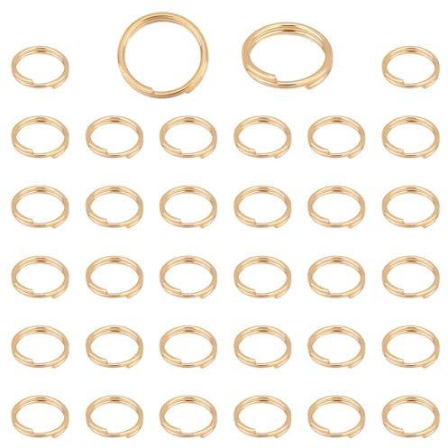 UNICRAFTALE 100pcs Anneaux de Saut Fendu Acier Inoxydable 12mm Plaqué Or 18 carats Double Boucle Mini Porte Clés Anneaux Connecteurs pour Porte Clés Bijoux Colliers Bracelets Boucles D'Oreilles