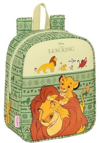 safta Mufasa - Zaino per bambini, zaino per bambini, zaino per scuola, adattabile al carrello, ideale per asilo, comodo e versatile, qualità e resistenza, 22 x 10 x 27 cm, colore: verde/beige,