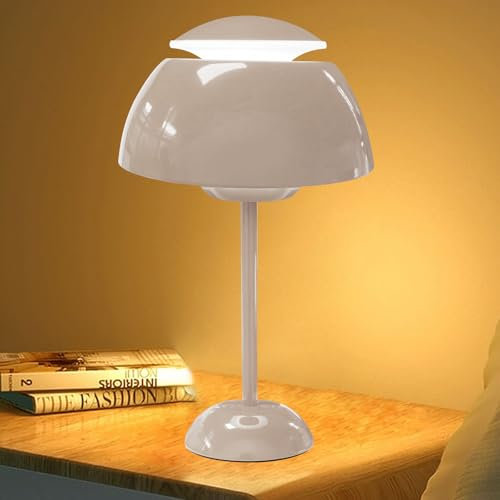 MeYuxg Lamparas de Mesita de Noche, Lampara de Mesa, Lampara Escritorio Sin Cable, Lampara de Noche 3 Colores Regulable Lampara Tactil, USB Recargable, para Dormitorio Salón (Nuevo Gris)