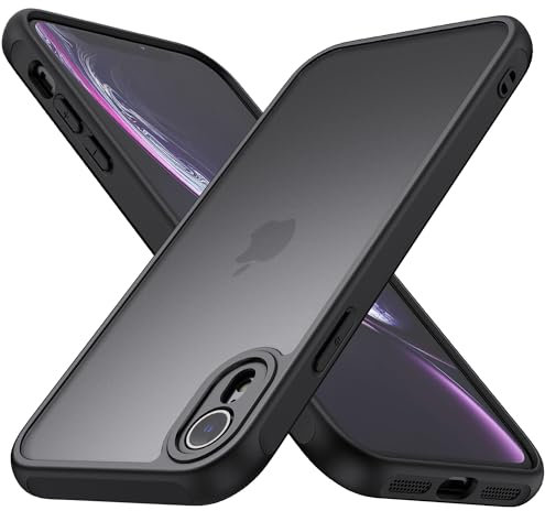 YLK Cover Opaca per iPhone XR 6,1, Custodia Posteriore Glassata Traslucida Sottile, Cover per iPhone XR con Della Fotocamera Protezione (Nero)