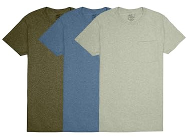 Fruit of The Loom Men's Undershirts, Moisture Wicking & Tag Free, Short Sleeve Crew T-Shirts, Assorted Earth Tones - 3 Pack - Pocket, Large