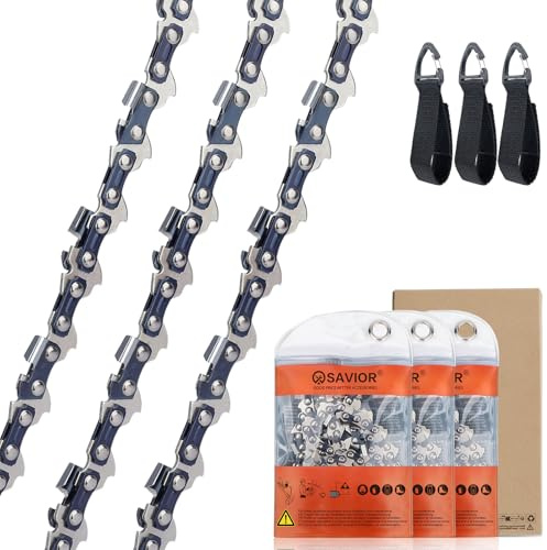 Savior 3-Pack Chainsaw Chain for 10 Inch Bar, .043 Gauge, 40 Links, 3/8 LP, Low-Kickback Chain Compatible with Einhell GE-LC 18/25 Li Solo, Makita, Husqvarna, Oregon and More 90px040x