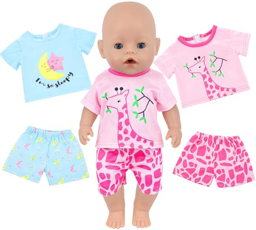 Ropa para muñecas bebé de 14-18 pulgadas, conjuntos de ropa para muñecas de 35-45 cm, ropa con estampados de estrellas y lunas, pijama de girafa para muñecas de 43 cm, regalo para niños