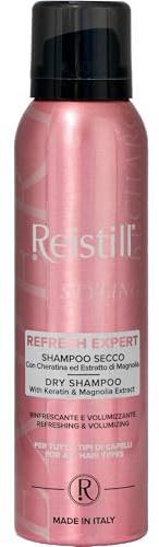 REISTILL Shampoo Secco Assorbe il Sebo e Dona Volume Immediato, Senza Residui Bianchi, Rinfresca i Capelli Senza Acqua, per tutti i tipi di capelli, con Cheratina ed Estratto di Magnolia, 150 ml