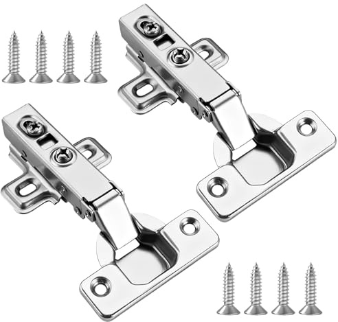 2Pcs Cabinet Hinges, Kitchen Cupboard Hinges Soft Close Wardrobe Doors 35mm Full Overlay Mute Steel Slow Shut with Screws for Bathroom Bedroom Dining Room B&Q IKEA Mfi Wickes Lift-Off Door
