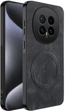 teroxa Coque pour Honor Magic 8 Pro, protection d'objectif d'appareil photo, coins en TPU résistant aux chocs, coque arrière en cuir compatible avec MagSafe (noir)