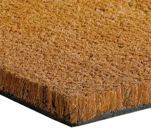 Coir Matting, Natural Coir Front Door Mat Inside & Outside - Cut to Size, Non-Slip Heavy Duty Door Mat with Rubber Backing, Thick 17mm Pile for High Traffic Areas - Pet Friendly, (Brown, 40 x 60 cm)