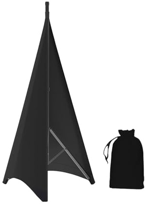 RCGOFOLLOW Cubierta para soporte de altavoz de luz de DJ, trípode de iluminación, soporte de malla para eventos y bodas, Negro 2 lados, Longitud 130cm