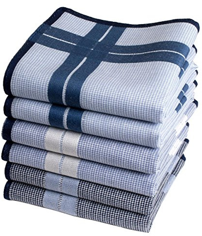 merrysquare - Taschentücher Stoff Herren- Großes Format 40cm x 40cm - 6 Stück - 100% Baumwolle - Modell HAMILTON