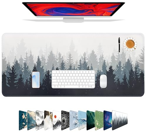 Galdas Gaming Mouse Mat Forest Background Pattern XXL XL Large Mouse Mat Long Extended Mouse Pad Desk Mat Non-Slip Rubber Mice Pads Stitched Edges Thin Pad (31.5 x 11.8 x 0.12 Inches) Tree