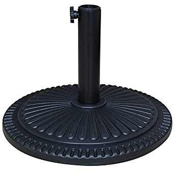 Ram® Black 10kg Heavy Duty Round Base Patterned Leaf Effect Parasol Base Umbrella Canopy Stand