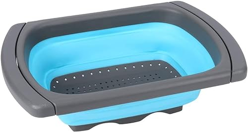 3.8L Passoire Pliante Silicone Avec Poignées, Corbeille à Aliments Légumes Fruits avec Poignées Extensibles