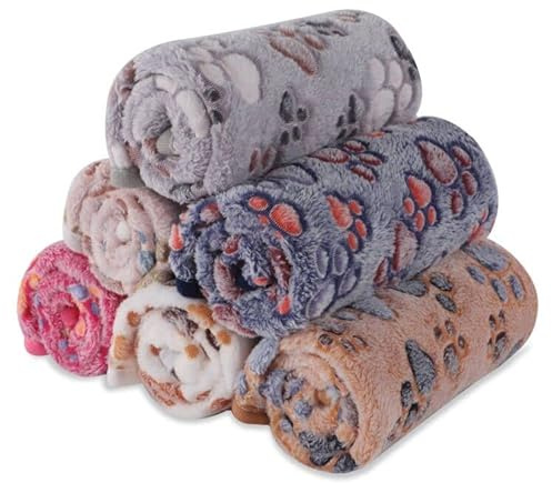 BVAGSS 6 x Pequeñas Manta para Perros Gatos, Mantas Cálida Lavable y esponjosa para Mascotas Pequeñas y Medianas, Adecuada para Cama y Sofá para Perros XH075 (60 x 40 cm, Multicolor)